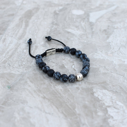 Snowflake Obsidian Bracelet - Silver
