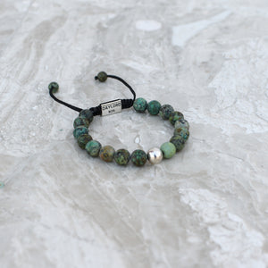 African Turquoise Bracelet - Silver