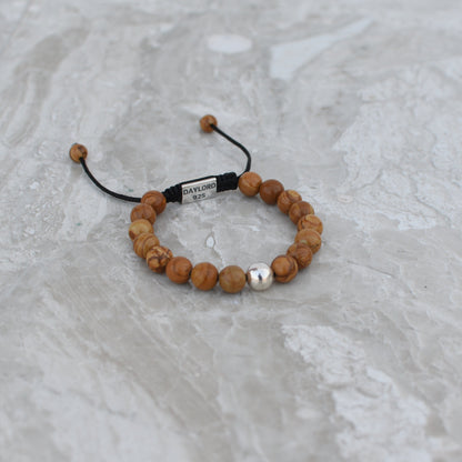 Wood Jasper Bracelet - Silver