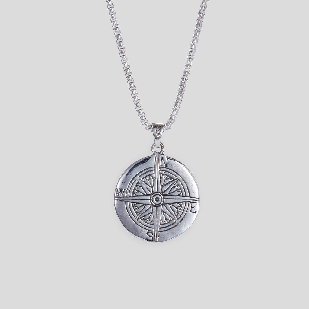 Engraved Compass - Silver