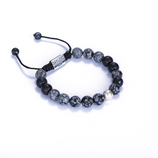 Snowflake Obsidian Bracelet - Silver