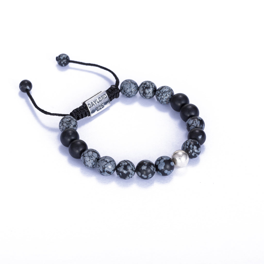 Snowflake Obsidian Bracelet - Silver